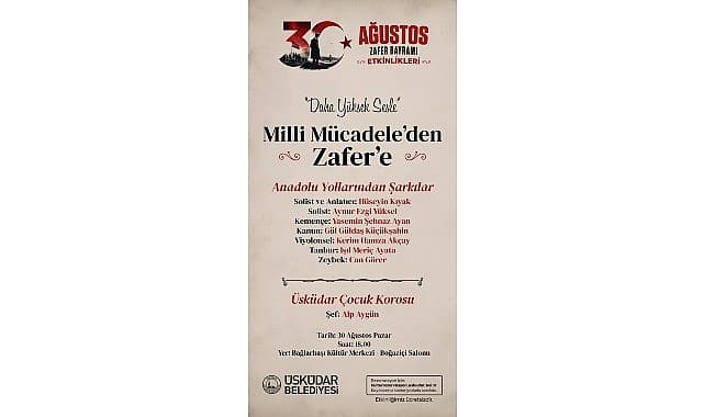 Üsküdar'da 30 Ağustos Coşkusu Sanatla Kutlanacak